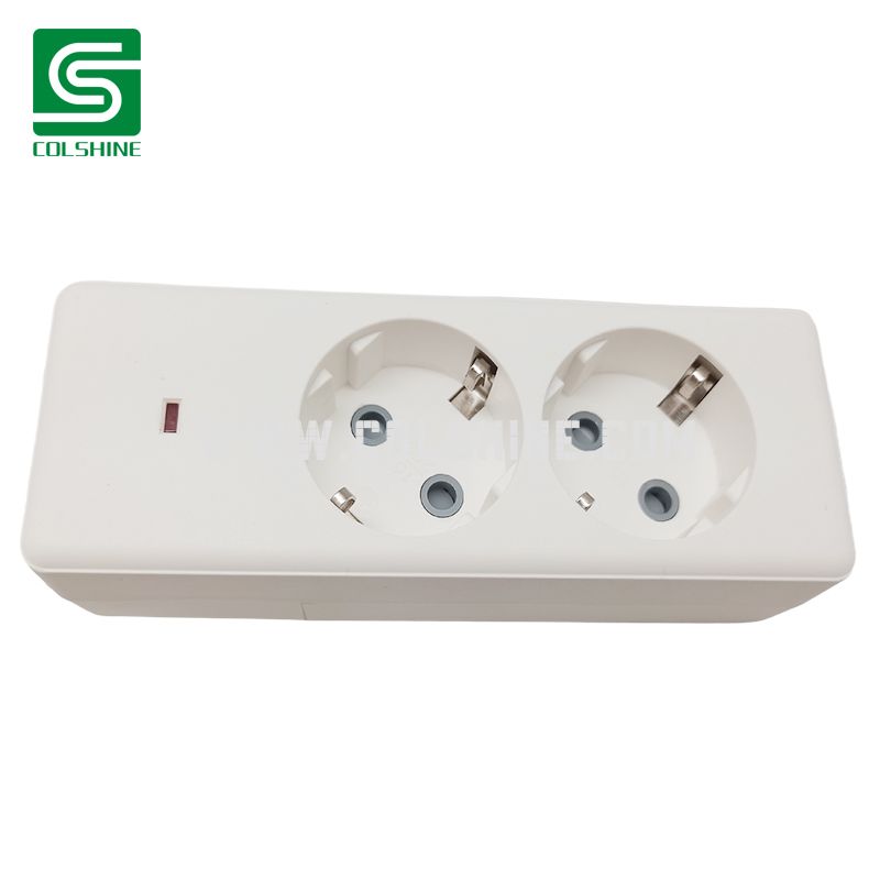 2way european power strip with earth 2P+E and indicator